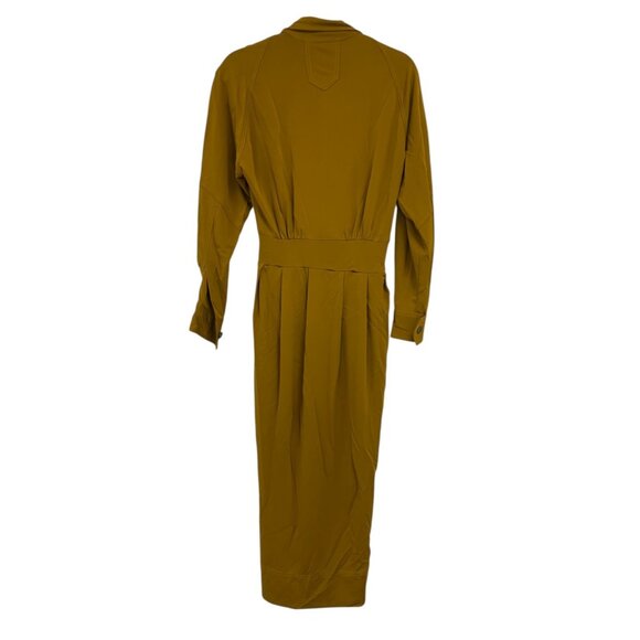 Zara Surplus Womens Midi Dress XS Mustard Gold Collared V-Neck 8516/244 NWOT - Picture 3 of 11